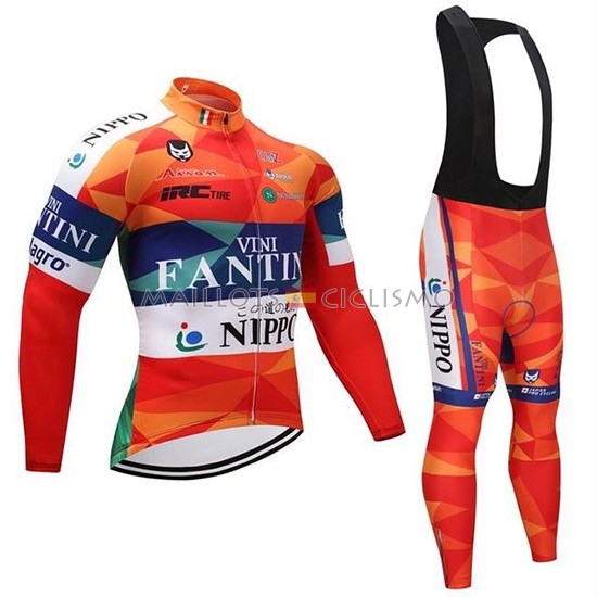 2019 Maillot Vini Fantini Tirantes Mangas Largas Naranja